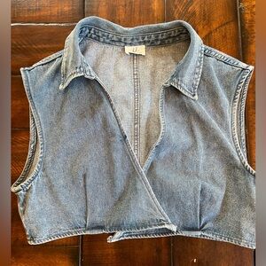 Bobbles & Lace Denim crop top